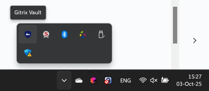 Ikona GITRIX Vault v oznamovací oblasti systému Windows