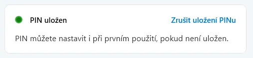 PIN uložen